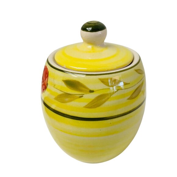 Ginger Jar Ceramic Yellow Floral Jar With Lid Storage 4" Decorative Hand-Painted - Picture 9 of 13